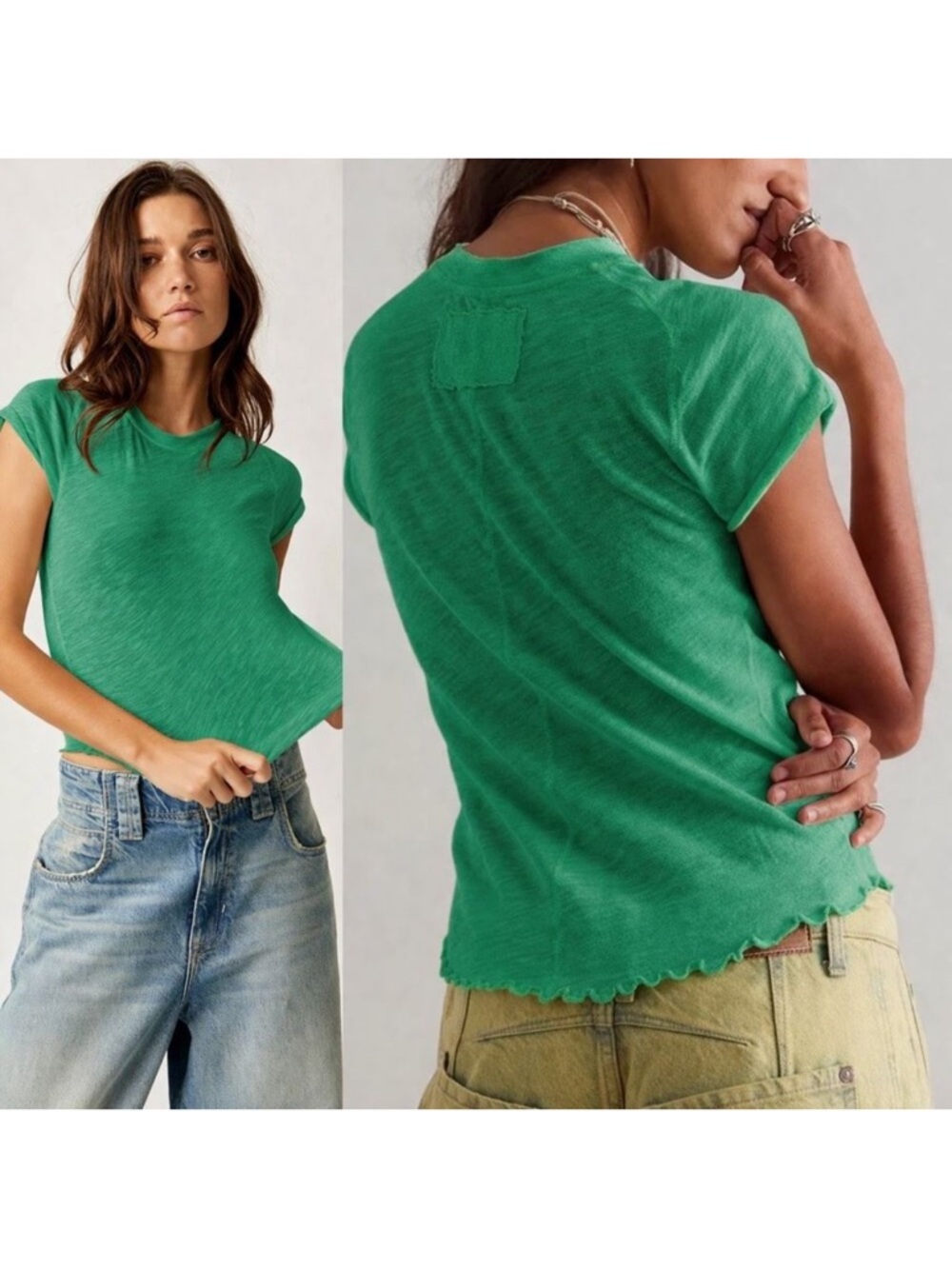 Free People x We The Free Be My Baby Tee in Kelly Green T-shirt Top Small New